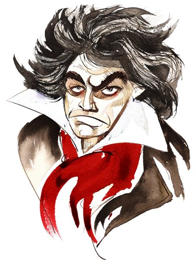 German composer Ludwig van Beethoven; caricature by Neale Osborne